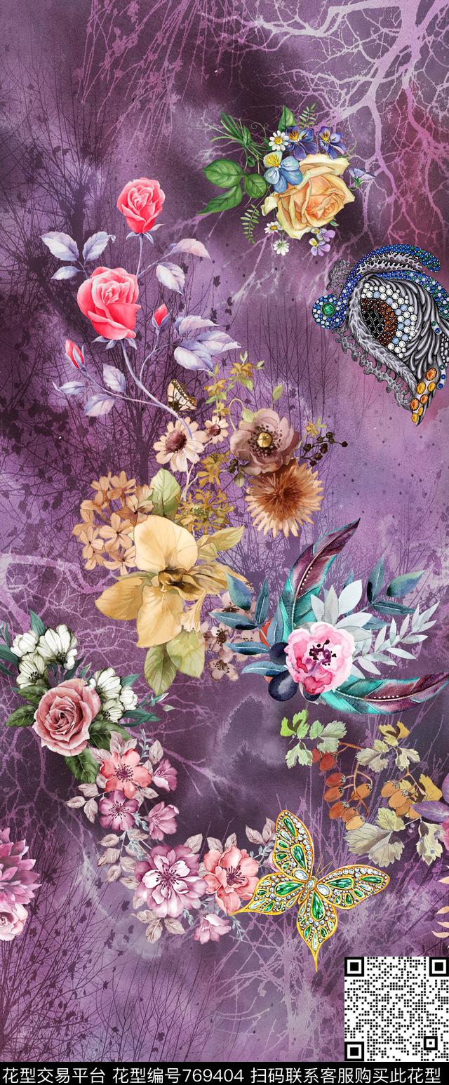 定位小碎花手绘数码印花华亿平台下载（图片编号: 769404） - 瓦栏（Walan）