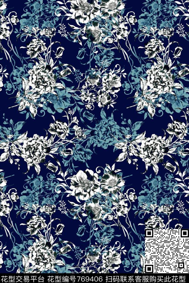 满版散乱花卉数码印花华亿平台下载（图片编号: 769406） - 瓦栏（Walan）