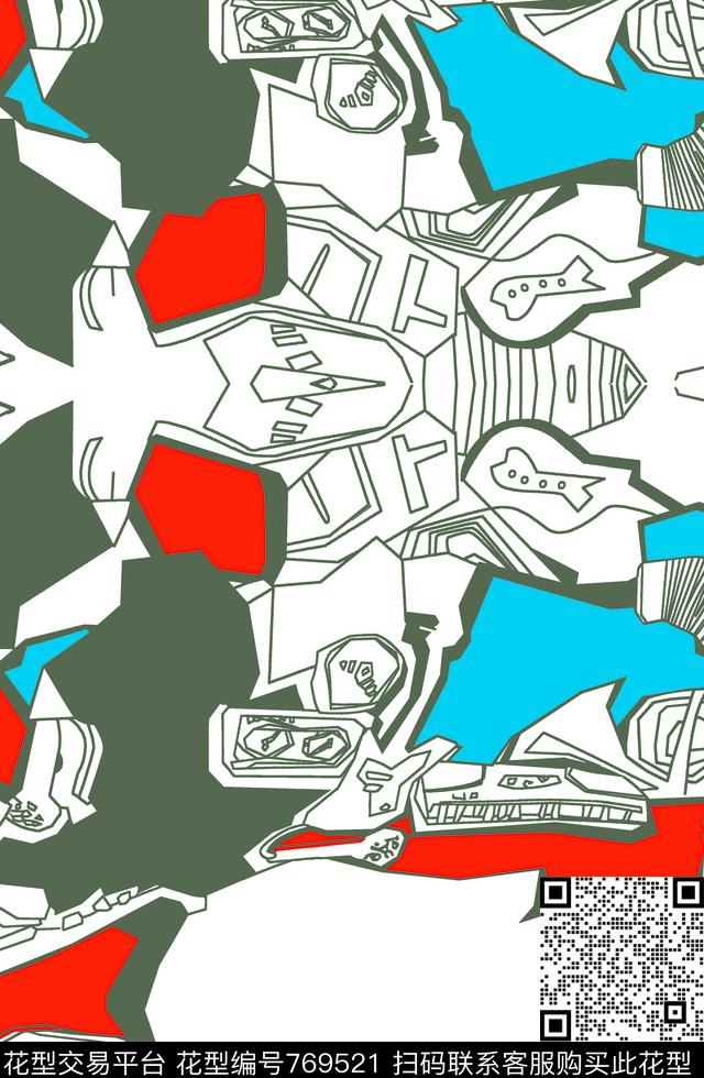 不规则几何几何线条传统印花华亿平台下载（图片编号: 769521） - 瓦栏（Walan）