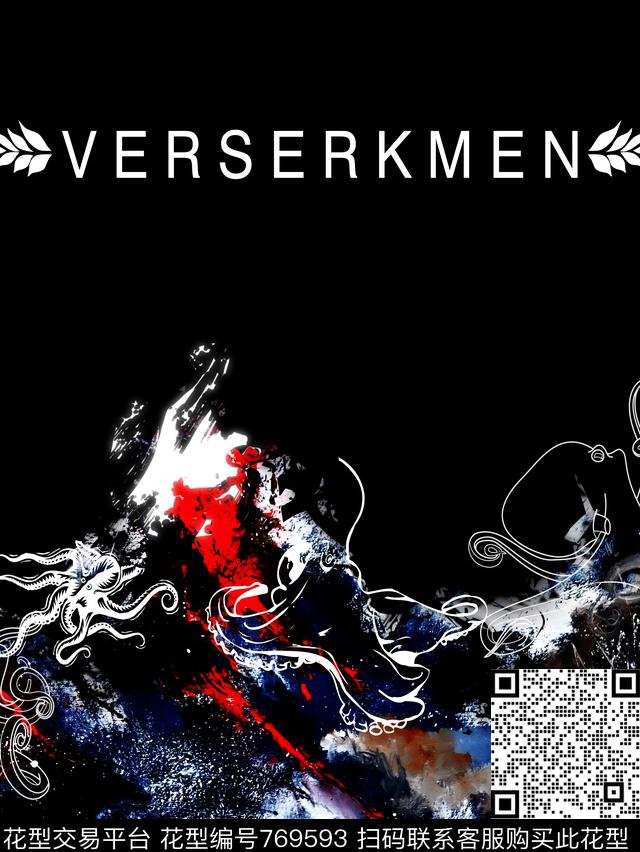 抽象潮牌时尚数码印花华亿平台下载（图片编号: 769593） - 瓦栏（Walan）