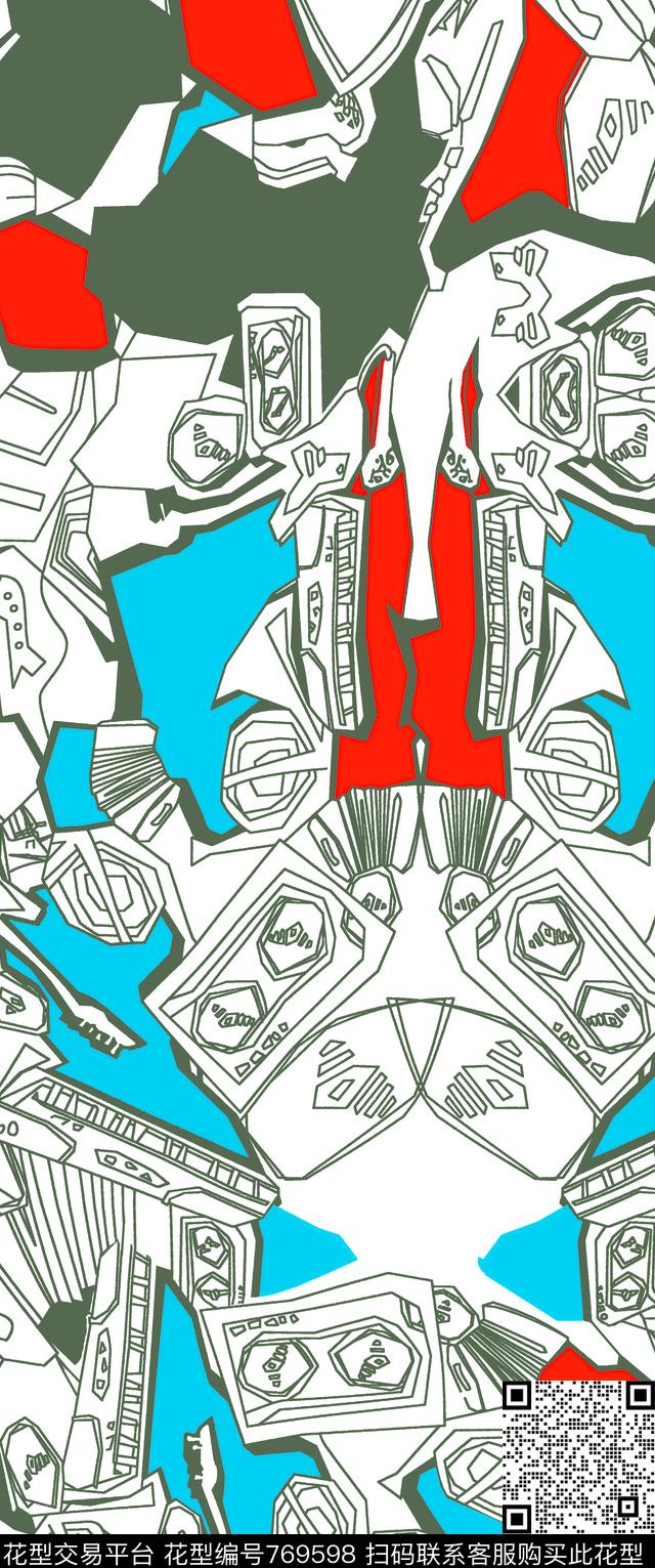 不规则几何几何线条传统印花华亿平台下载（图片编号: 769598） - 瓦栏（Walan）