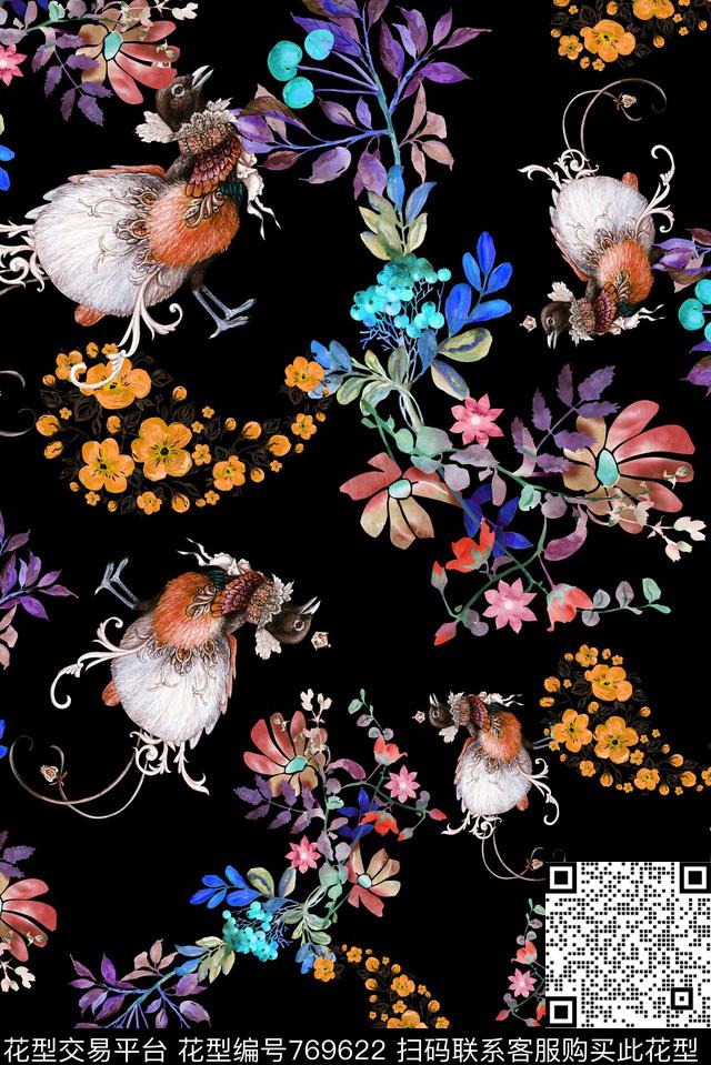 手绘花卉佩斯利数码印花华亿平台下载（图片编号: 769622） - 瓦栏（Walan）
