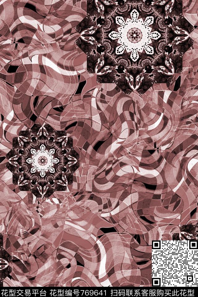 大花典雅大方数码印花华亿平台下载（图片编号: 769641） - 瓦栏（Walan）