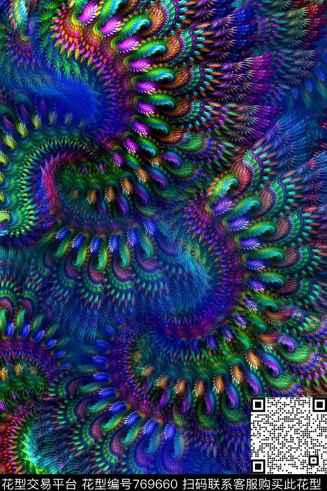 抽象几何炫彩数码印花华亿平台下载（图片编号: 769660） - 瓦栏（Walan）