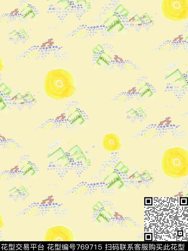 山脉山川树林传统印花华亿平台下载（图片编号: 769715） - 瓦栏（Walan）