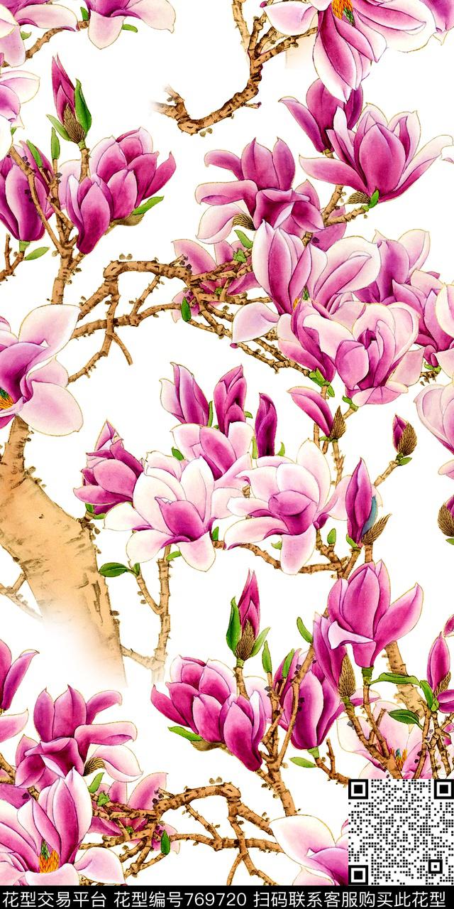 花卉乱花手绘花卉数码印花华亿平台下载（图片编号: 769720） - 瓦栏（Walan）