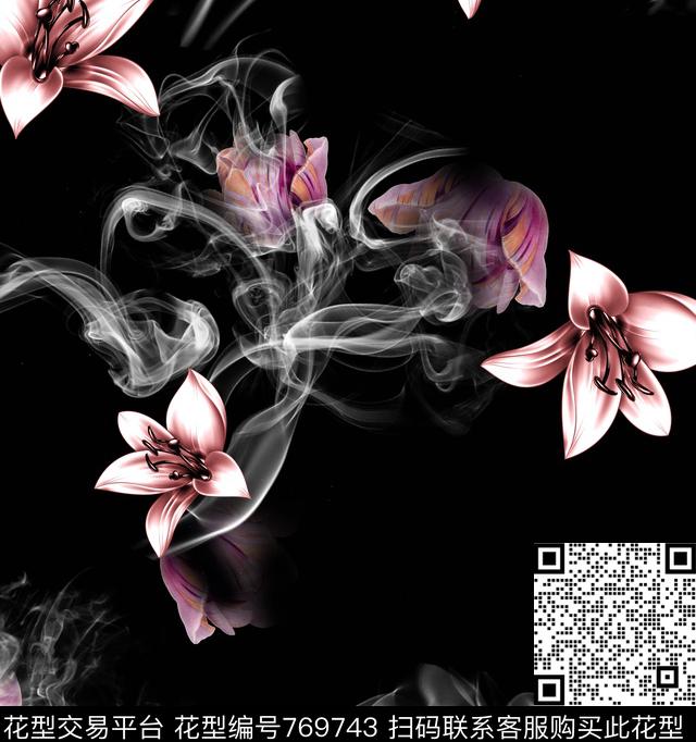 欧美花卉欧式数码印花华亿平台下载（图片编号: 769743） - 瓦栏（Walan）