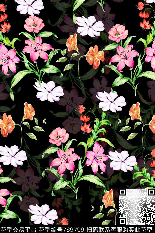 花卉数码印花华亿平台下载（图片编号: 769799） - 瓦栏（Walan）