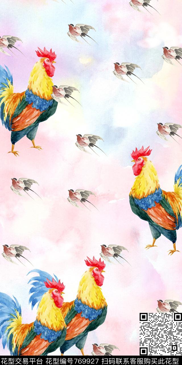 鸟鸡生肖数码印花华亿平台下载（图片编号: 769927） - 瓦栏（Walan）