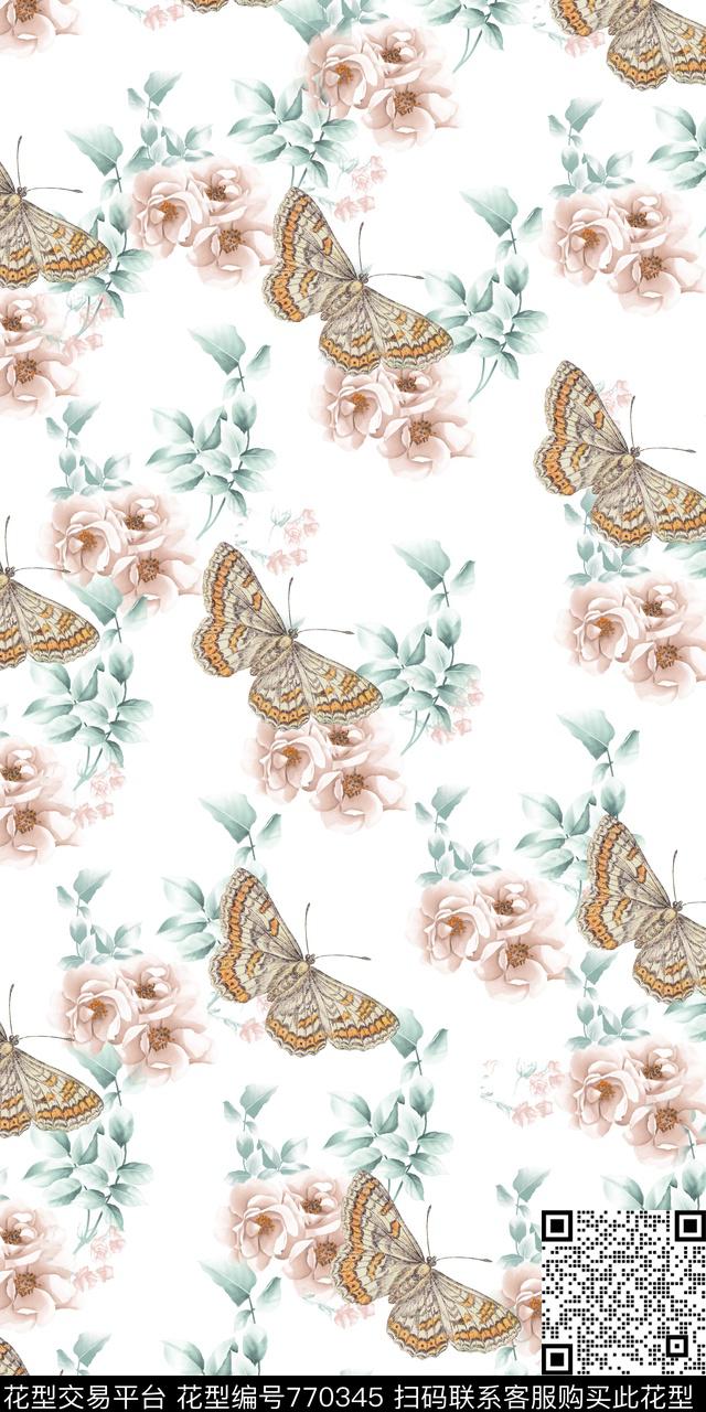 花卉清新浪漫数码印花华亿平台下载（图片编号: 770345） - 瓦栏（Walan）