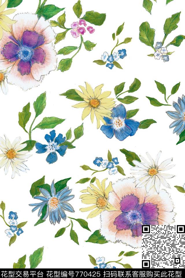 花卉花朵数码印花华亿平台下载（图片编号: 770425） - 瓦栏（Walan）