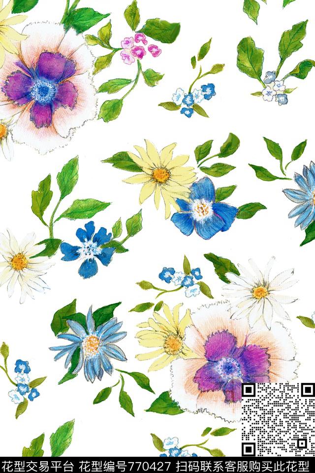 花卉花朵数码印花华亿平台下载（图片编号: 770427） - 瓦栏（Walan）