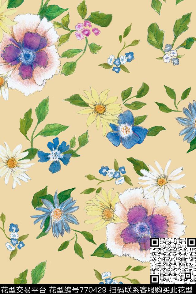 花卉花朵数码印花华亿平台下载（图片编号: 770429） - 瓦栏（Walan）