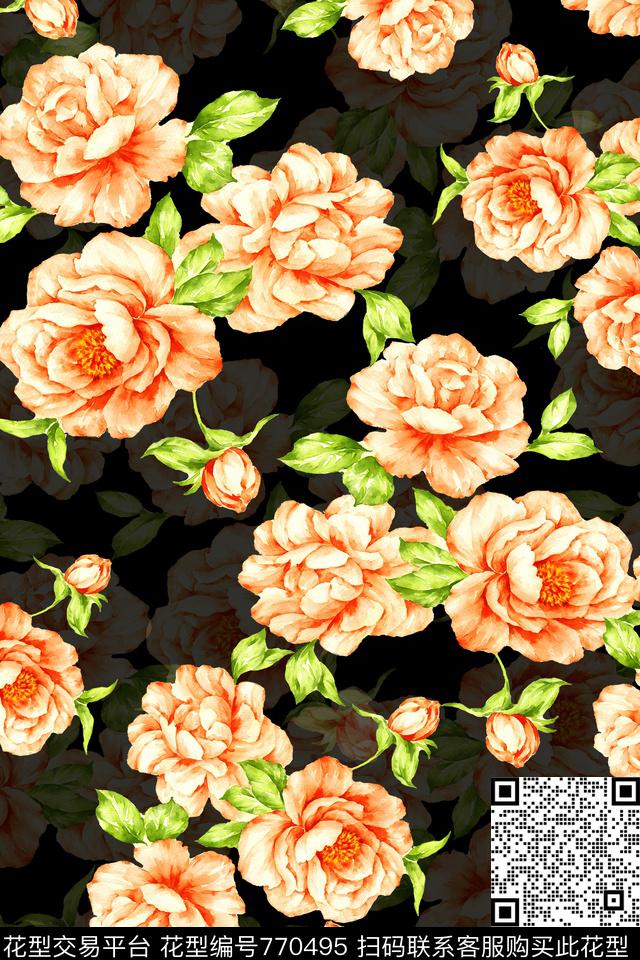 花卉数码印花华亿平台下载（图片编号: 770495） - 瓦栏（Walan）