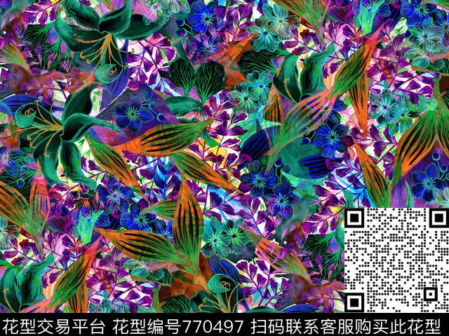 花瓣乱花小碎花数码印花华亿平台下载（图片编号: 770497） - 瓦栏（Walan）