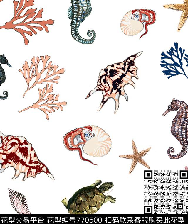 海星海洋生物数码印花华亿平台下载（图片编号: 770500） - 瓦栏（Walan）
