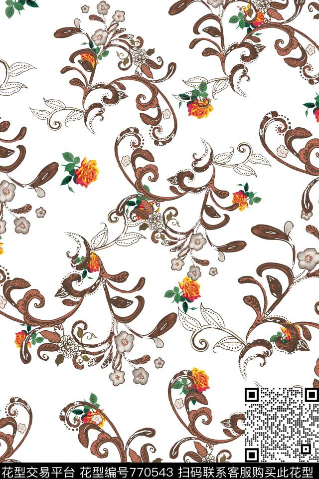 浪漫小清新花卉小清新民族风数码印花华亿平台下载（图片编号: 770543） - 瓦栏（Walan）