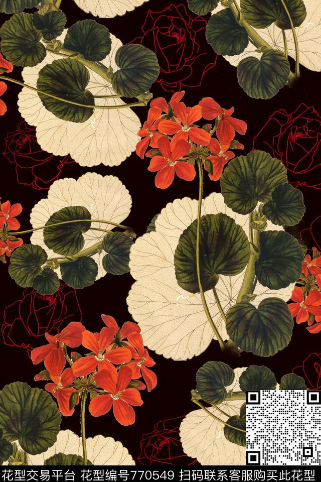 花卉大花花朵数码印花华亿平台下载（图片编号: 770549） - 瓦栏（Walan）