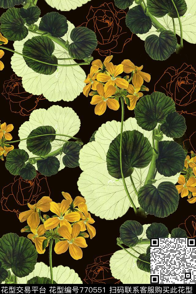 花卉大花花朵数码印花华亿平台下载（图片编号: 770551） - 瓦栏（Walan）