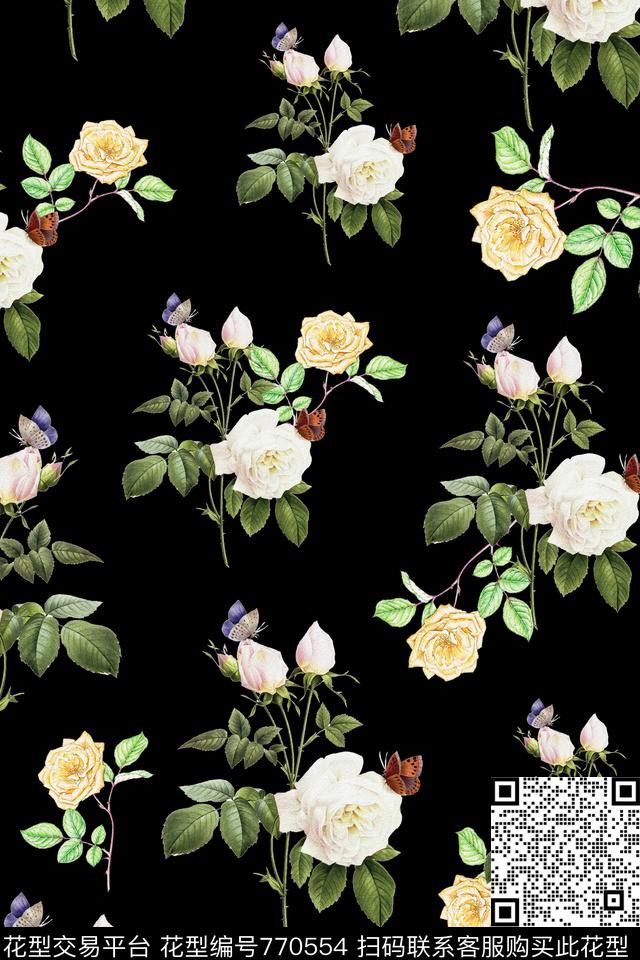 花卉花朵大花数码印花华亿平台下载（图片编号: 770554） - 瓦栏（Walan）