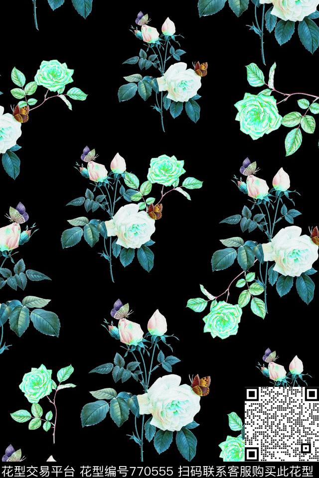 花卉花朵大花数码印花华亿平台下载（图片编号: 770555） - 瓦栏（Walan）