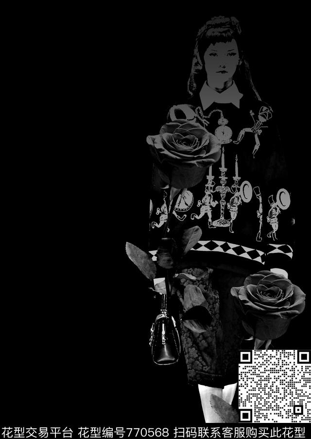 抽象手绘水彩画纹理肌理纹人物数码印花时尚潮流男装夹克外套卫衣T恤衬衫花卉印花欧美复古大牌玫瑰花字母印花数码印花华亿平台下载（图片编号: 770568） - 瓦栏（Walan）