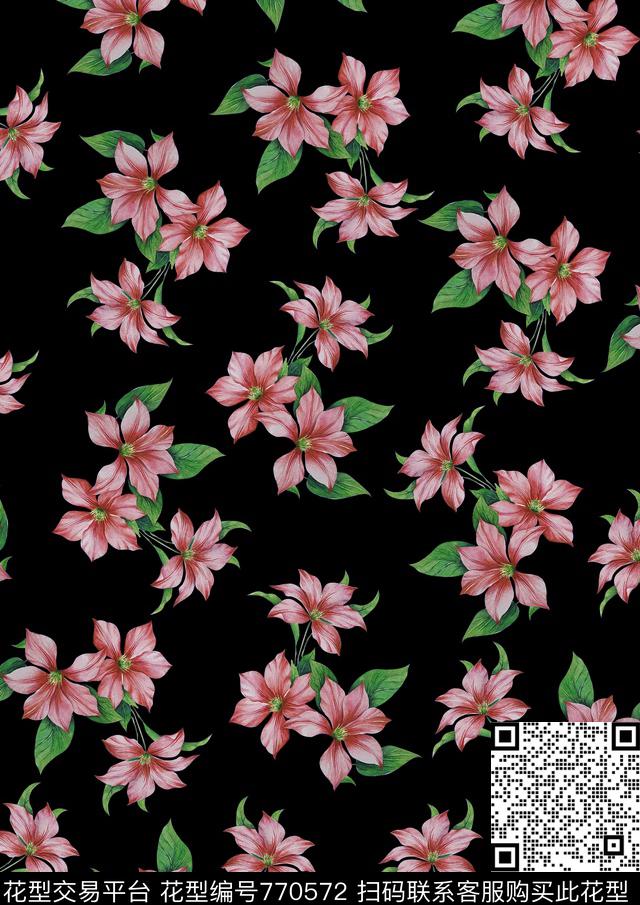 丝巾女装家纺时尚花卉数码印花华亿平台下载（图片编号: 770572） - 瓦栏（Walan）