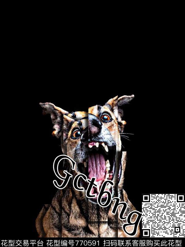 抽象手绘几何切割动物狗狗数码印花时尚潮流男装定位印花欧美复古大牌男装夹克外套卫衣T恤印花数码印花华亿平台下载（图片编号: 770591） - 瓦栏（Walan）