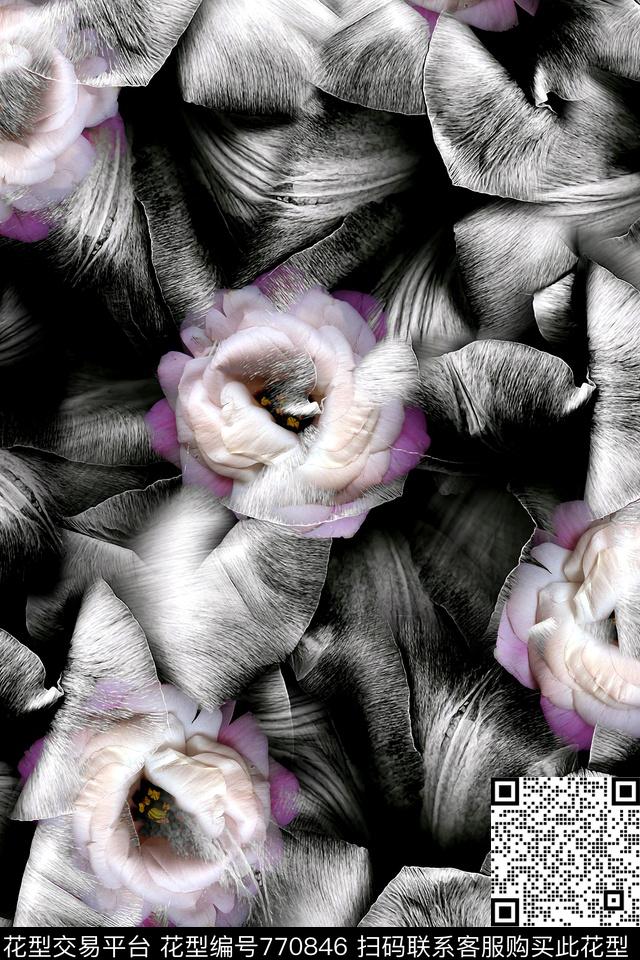 时尚纹理手绘数码印花华亿平台下载（图片编号: 770846） - 瓦栏（Walan）