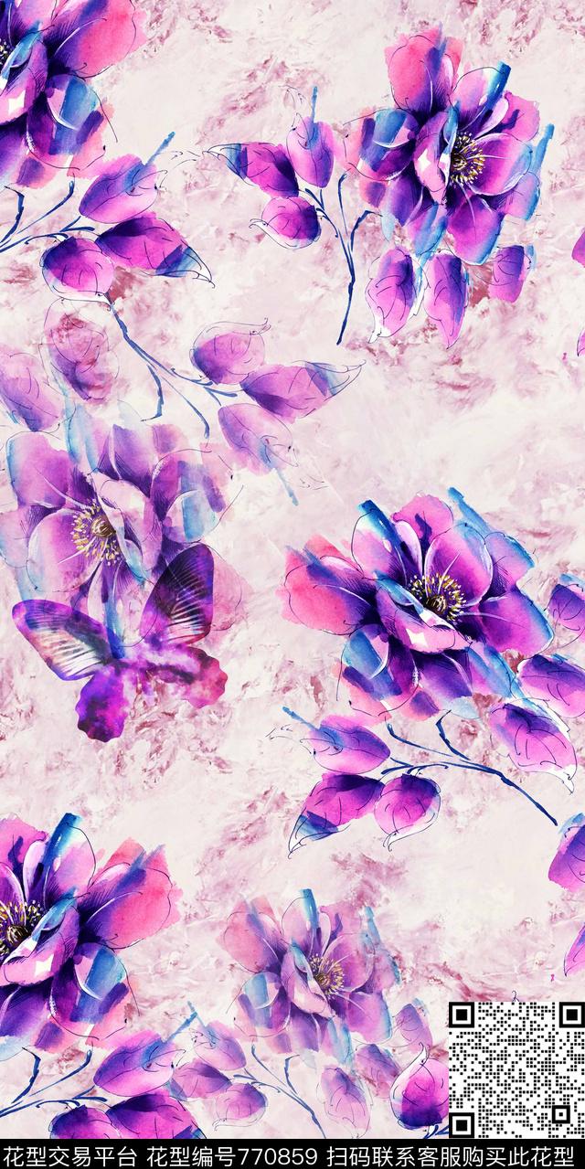 小碎花花朵大花数码印花华亿平台下载（图片编号: 770859） - 瓦栏（Walan）