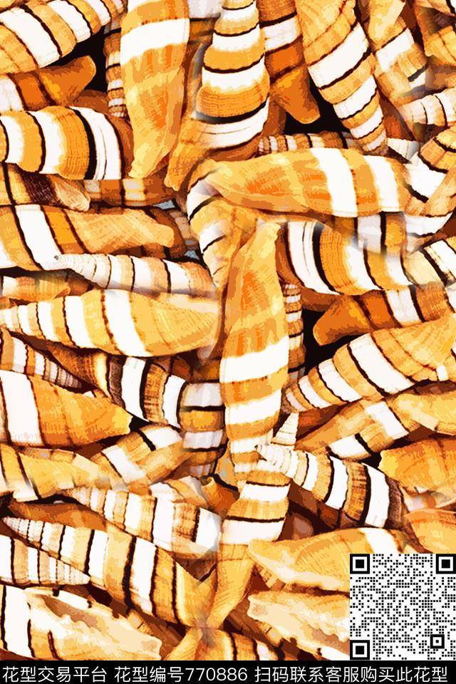 海滩时尚数码女装贝壳数码印花华亿平台下载（图片编号: 770886） - 瓦栏（Walan）