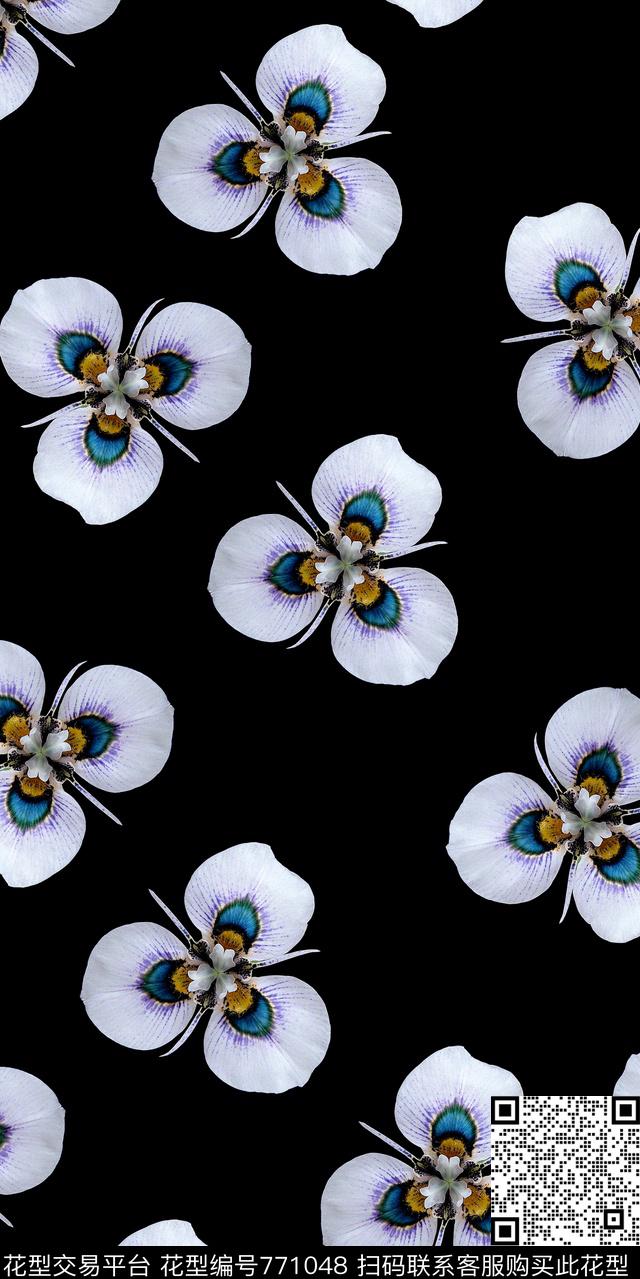 小碎花手绘花卉蝴蝶花数码印花华亿平台下载（图片编号: 771048） - 瓦栏（Walan）