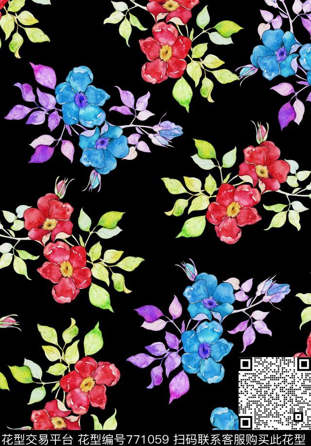 丝巾女装家纺时尚碎花数码印花华亿平台下载（图片编号: 771059） - 瓦栏（Walan）