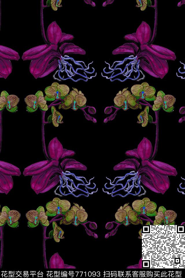 花卉花朵大花数码印花华亿平台下载（图片编号: 771093） - 瓦栏（Walan）