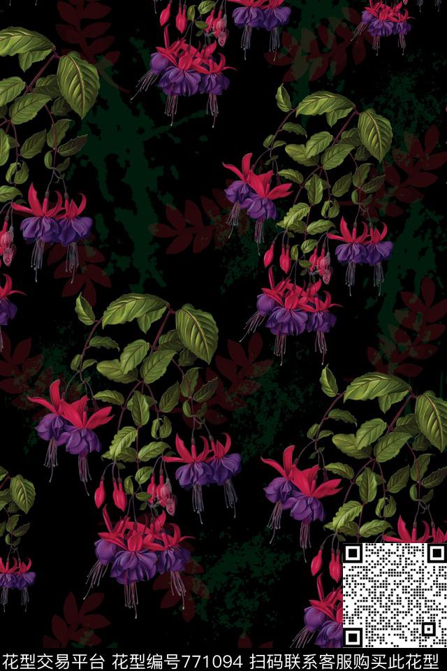 花卉花朵大花数码印花华亿平台下载（图片编号: 771094） - 瓦栏（Walan）