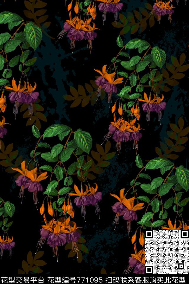 花卉花朵大花数码印花华亿平台下载（图片编号: 771095） - 瓦栏（Walan）