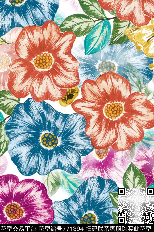 花卉花朵数码印花华亿平台下载（图片编号: 771394） - 瓦栏（Walan）