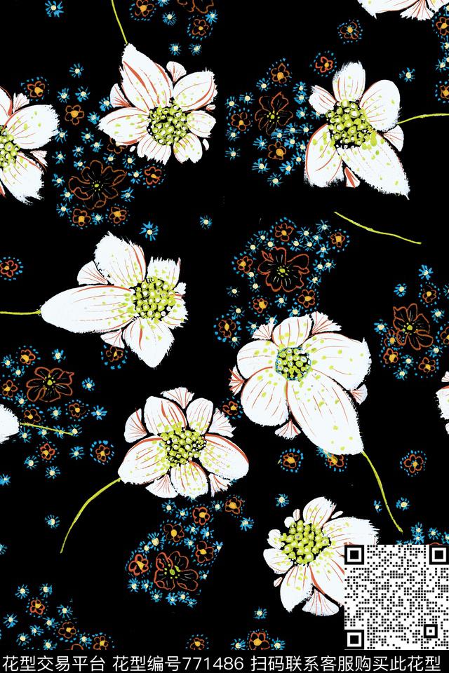 花卉花朵数码印花华亿平台下载（图片编号: 771486） - 瓦栏（Walan）