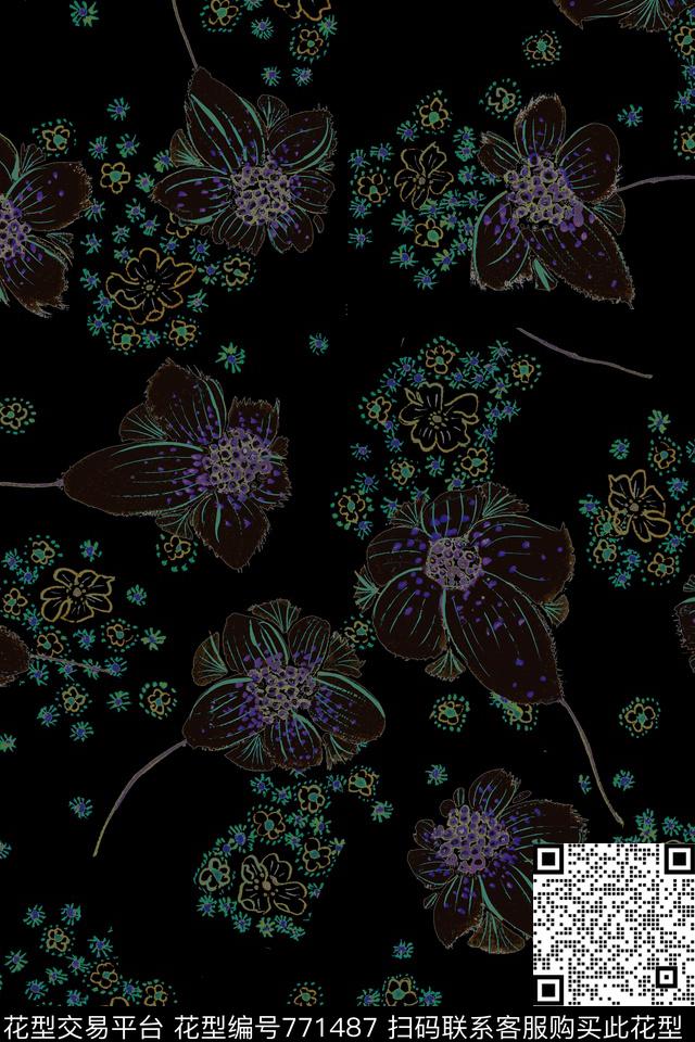 花卉花朵数码印花华亿平台下载（图片编号: 771487） - 瓦栏（Walan）