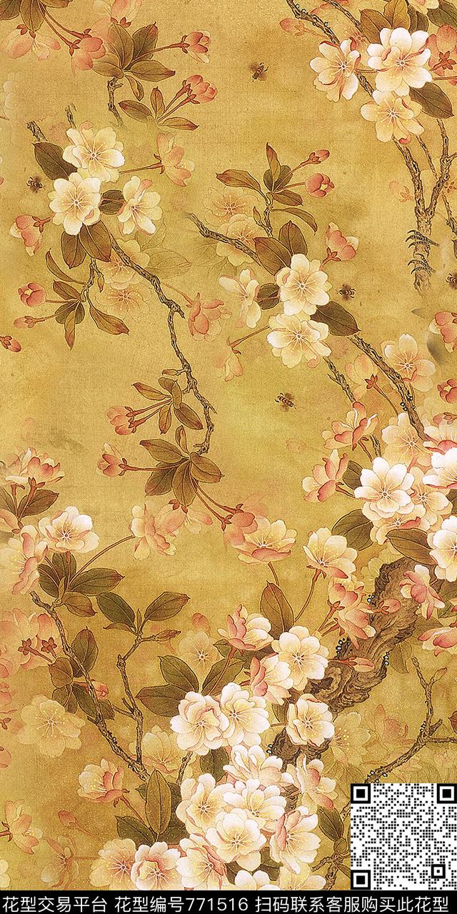 小碎花复古背景手绘花卉数码印花华亿平台下载（图片编号: 771516） - 瓦栏（Walan）