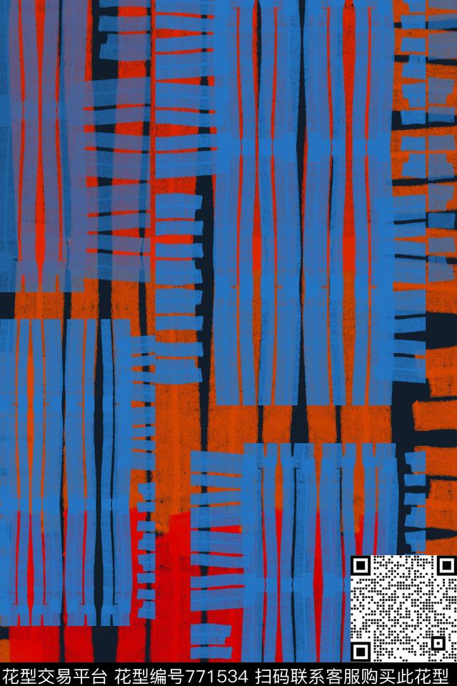 手绘线条笔触渐变色彩条纹图案传统印花华亿平台下载（图片编号: 771534） - 瓦栏（Walan）