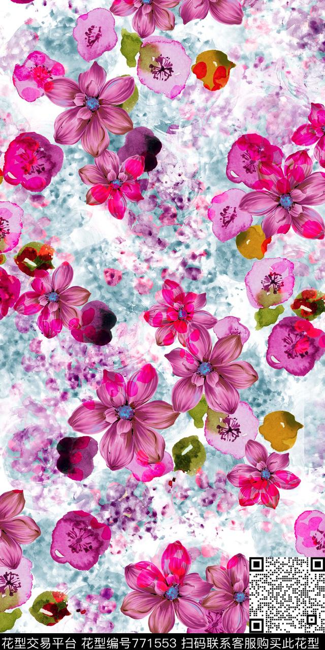 花朵花卉数码印花数码印花华亿平台下载（图片编号: 771553） - 瓦栏（Walan）