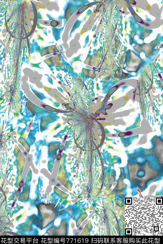 蓝灰纹理金属丝数码印花华亿平台下载（图片编号: 771619） - 瓦栏（Walan）