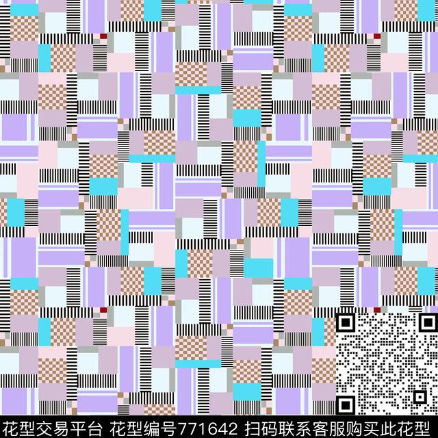 小方块几何色块传统印花华亿平台下载（图片编号: 771642） - 瓦栏（Walan）