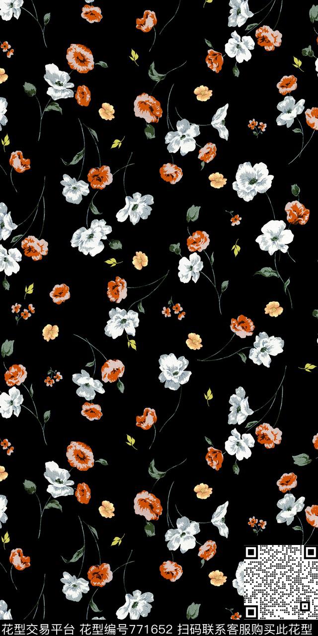 罂粟花小碎花花朵传统印花华亿平台下载（图片编号: 771652） - 瓦栏（Walan）