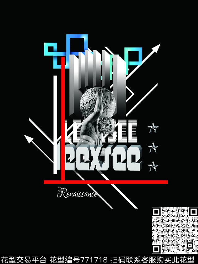 男装数码印花潮流图案罗马数码印花华亿平台下载（图片编号: 771718） - 瓦栏（Walan）