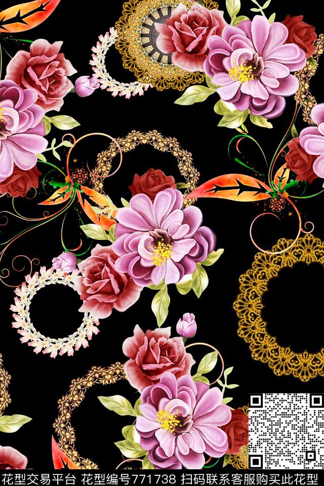 清爽写实花卉数码印花华亿平台下载（图片编号: 771738） - 瓦栏（Walan）