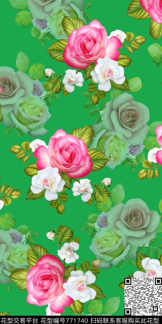 写实花卉清爽数码印花华亿平台下载（图片编号: 771740） - 瓦栏（Walan）