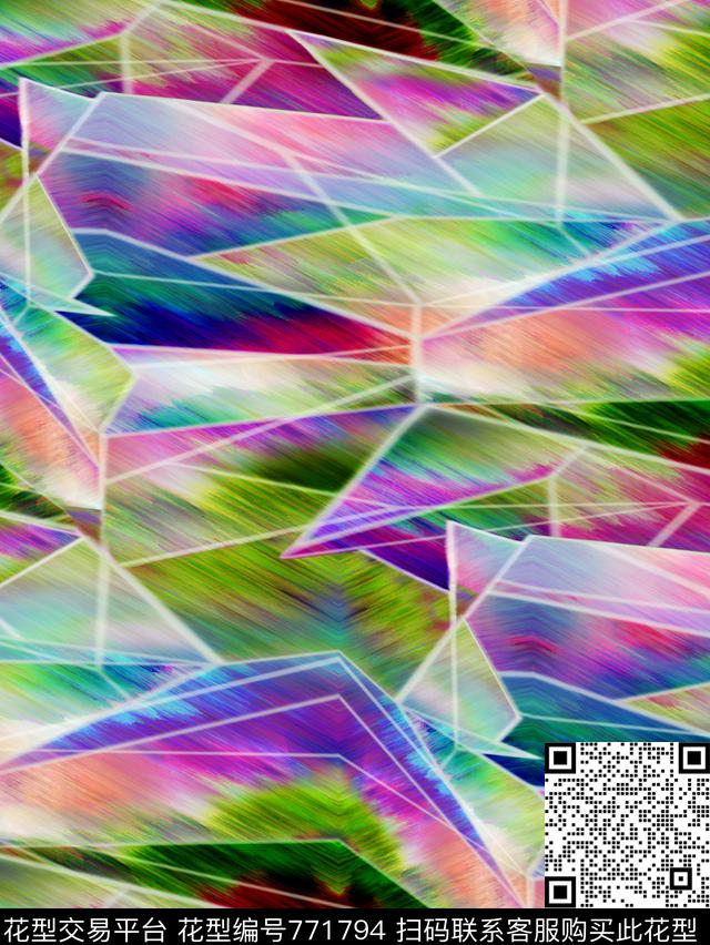 不规则几何三角形数码印花华亿平台下载（图片编号: 771794） - 瓦栏（Walan）
