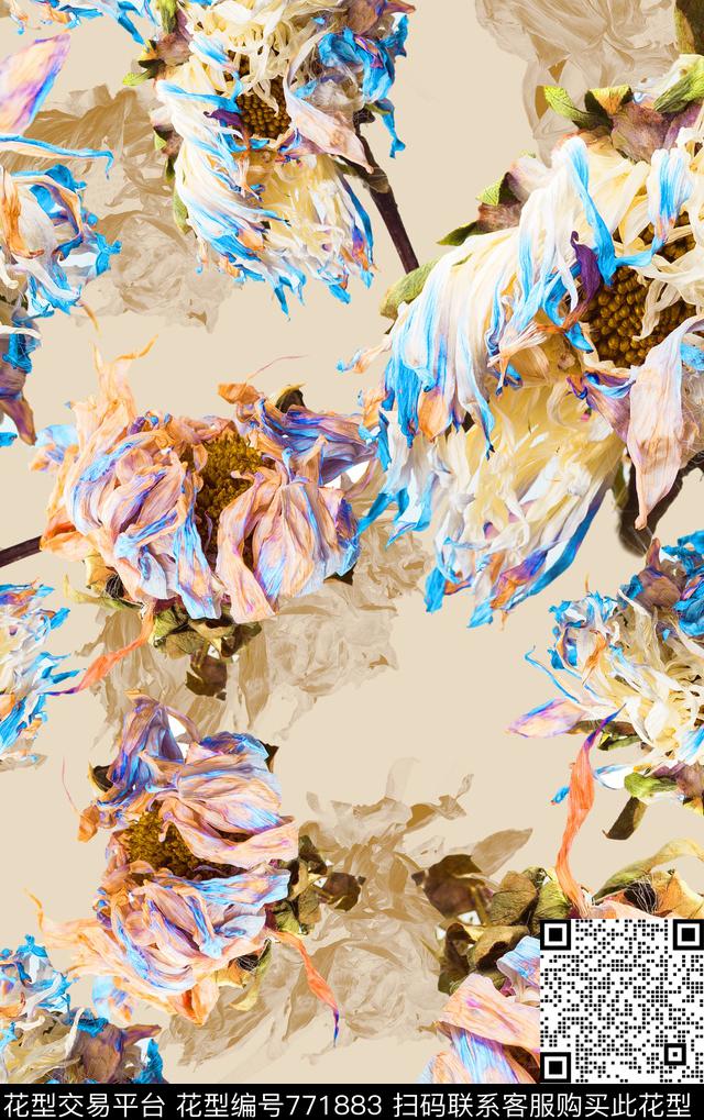 纹理树皮笔触数码印花华亿平台下载（图片编号: 771883） - 瓦栏（Walan）